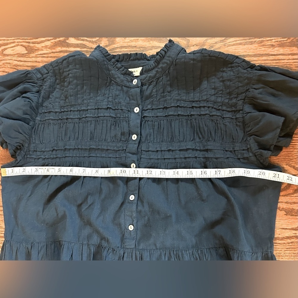 NWOT Dylan Anthropologie Midnight Navy Cotton Prairie Tiered Ruffle Dress Size M - Picture 10 of 12